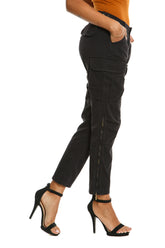 Cargo pants with bottom slits in Caviar
